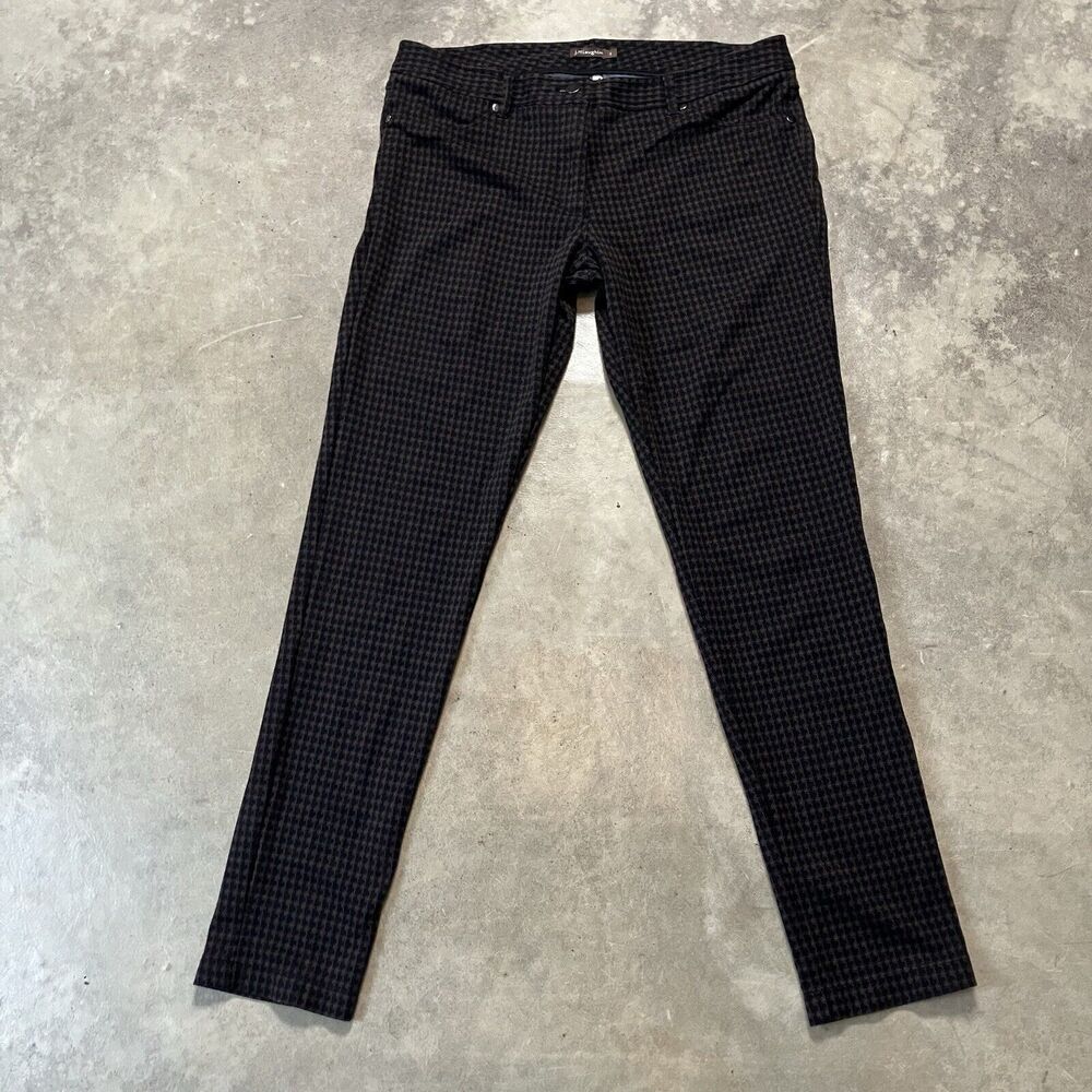 J. Mclaughlin Pants Womens 8‎ Straight Leg Black Brown Herringbone Ponte Office